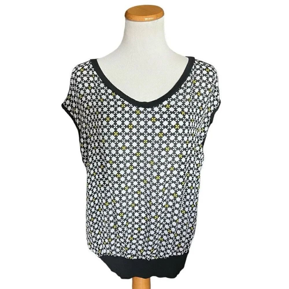 Womens Worthington Floral Print Mixed Media Flowy Top - Sz XL Petite